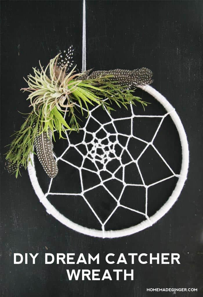 Learn how to make a dream catcher wreath for under $10. This is a unique and modern DIY home decor idea!