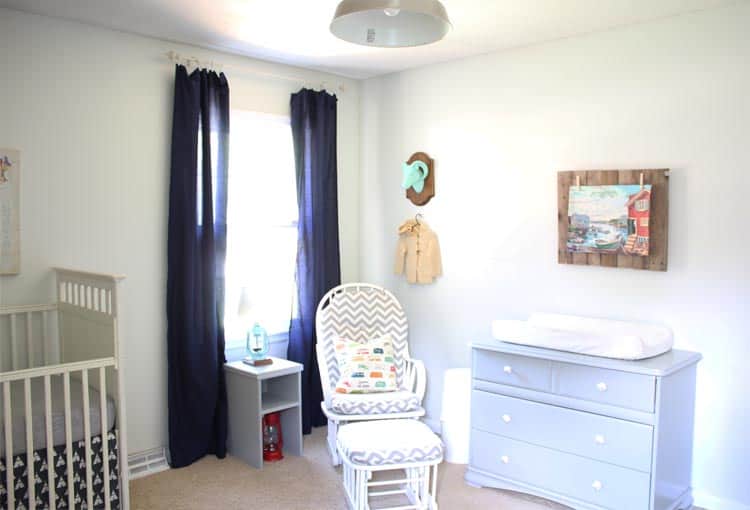 A vintage camping themed baby boy nursery full of money saving DIY projects and tips!!