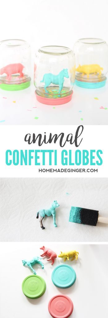 These animal confetti globes are like diy snow globes for SPRING! They are SO ADORABLE and would make the cutest diy party favors!