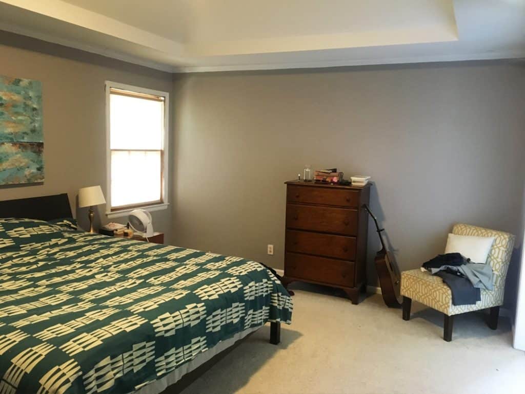 This master bedroom makeover reveal was done on a major budget. Lots of DIY home decor projects make this bedroom have character!