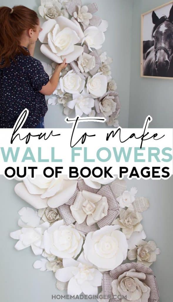 Learn how to make wall flowers out of pages to create an amazing paper flower wall. This diy wall decor craft is great for a kids room!